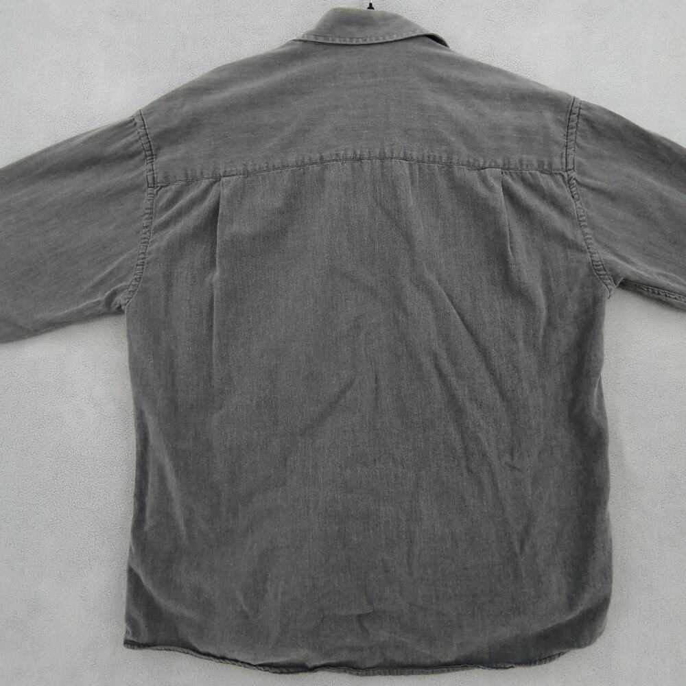 Oleg Cassini Shirt Mens Large Gray Charcoal Casual Retro Button Down Classic - Picture 6 of 9